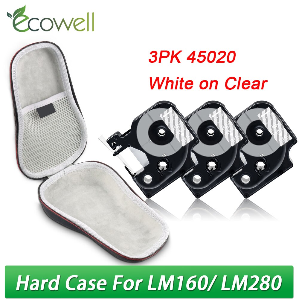 Ecowell przenośna torba podróżna dla Dymo LabelManager 160 280 D1 45013 LM160 drukarka do etykiet pokrowiec EVA ochronny podręczny schowek: 1 Case 3PK Set 12