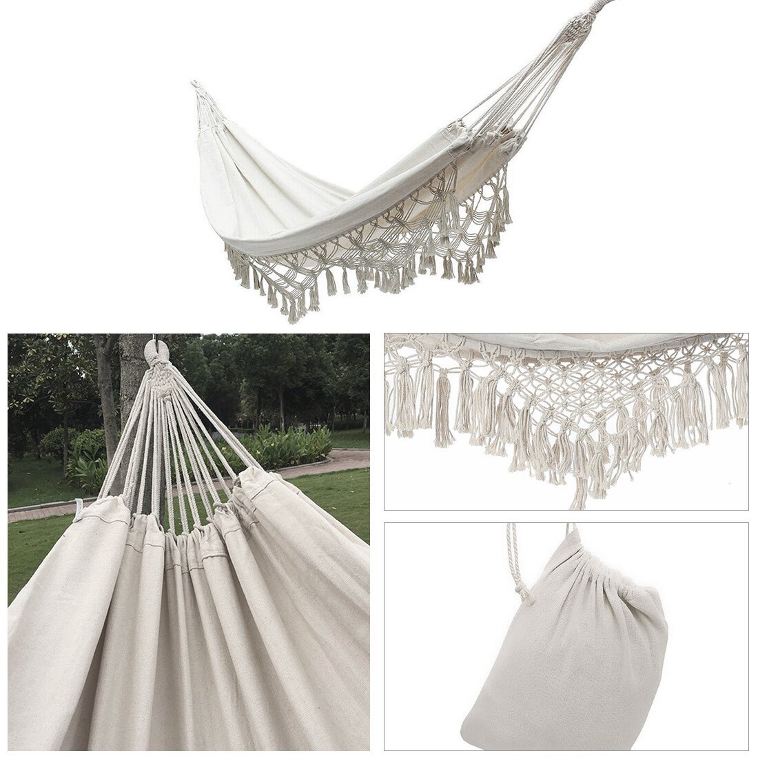 240cm*150cm hammock bohemian style Brazilian lace tassel luxury double hammock mesh chair indoor hanging swing home decoration