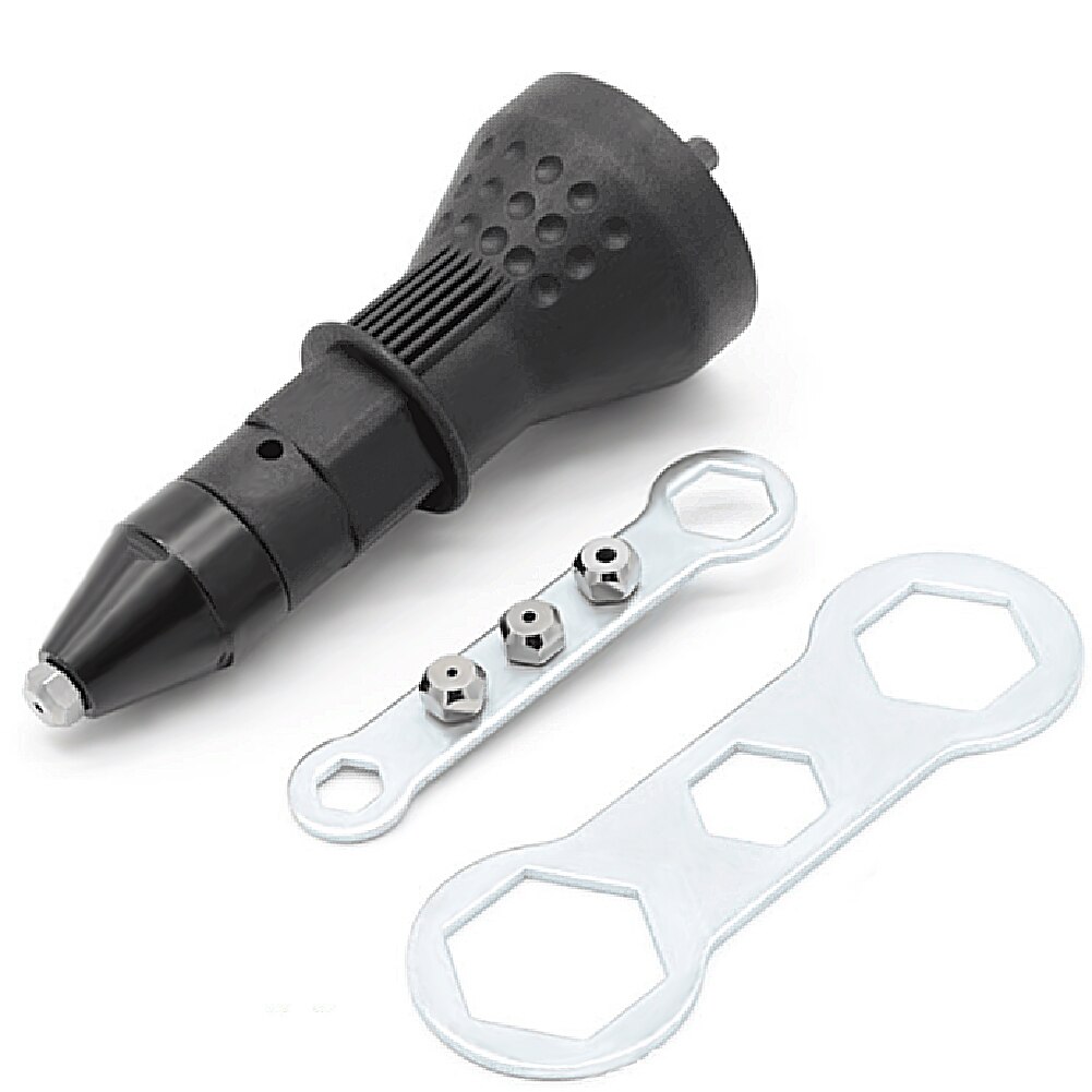Herramienta para remachar tuercas, suministro de remachado inalámbrico, adaptador de taladro eléctrico, accesorios de inserción, remache, tuerca, taladro: Negro