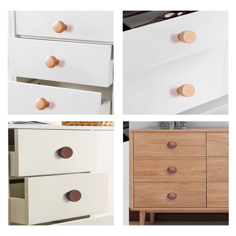 Runde Holz schrank griffe mit Schrauben Schublade Kleider schrank Knöpfe Tür ziehen Küchen griff Möbel knöpfe Hardware--Zubehör