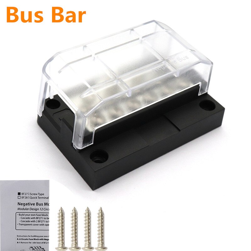 12P Negative Bus Bar with 4 Screws DC32V for ATP Fuse Blocks Plastic/Metal Heavy Negative Common Bus Bar Terminal Block Fuse box: Purple 