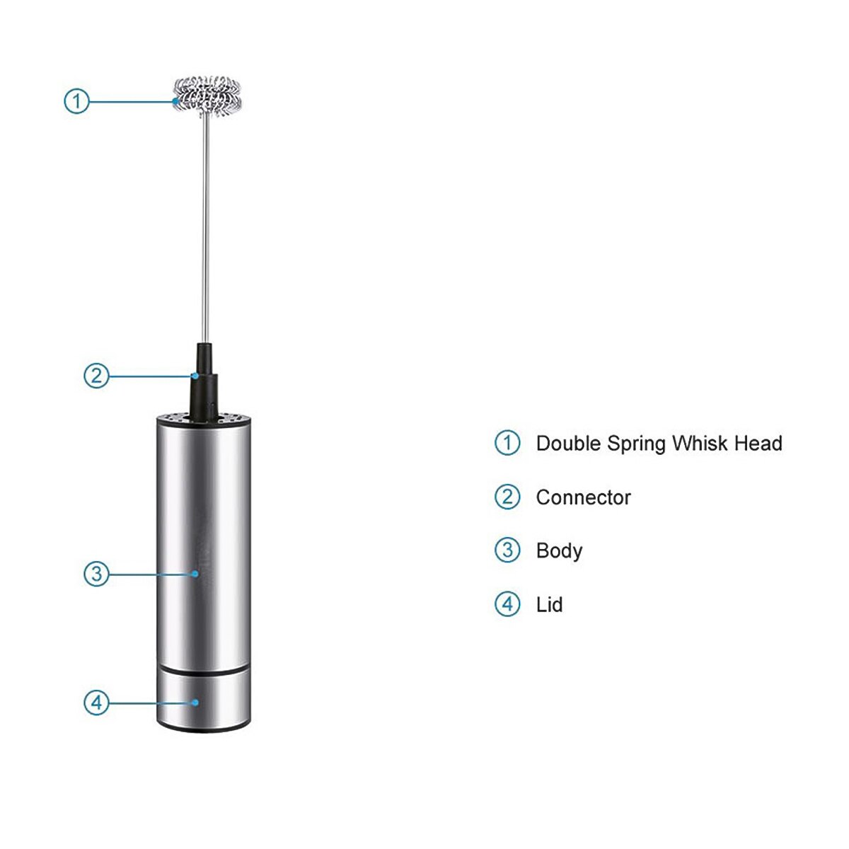 Mousseur à lait électrique à piles, mini mixeur portatif automatique en acier inoxydable pour café, latte, cappuccino, matcha