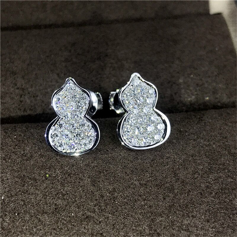 Cute Gourd Shape 925 sterling silver Earrring AAAAA Cz Engagement Wedding Stud Earrings for women Bridal Party Jewelry