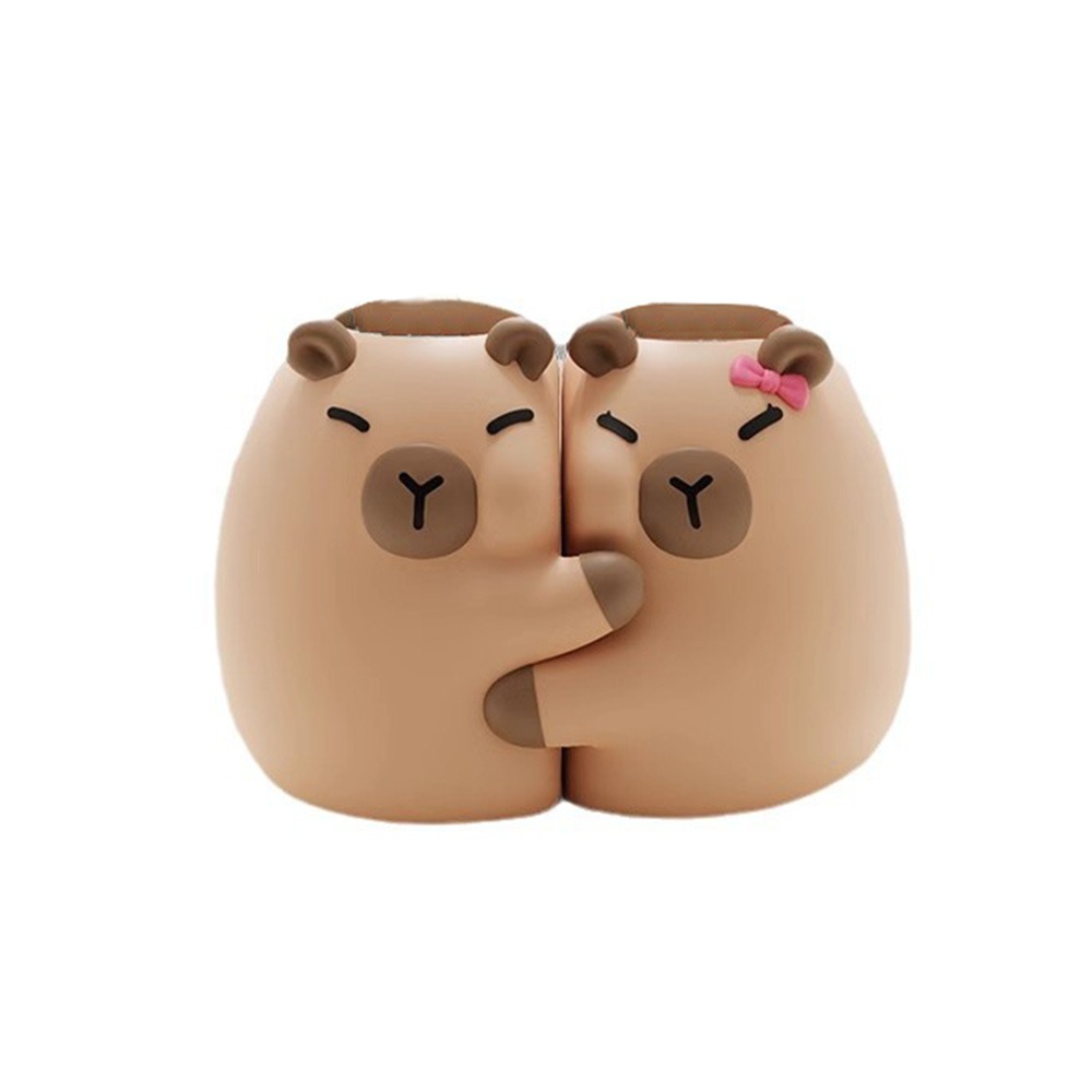 Multi-functional Capybara Toothbrush Holder Drain Hole Hanging/Free Standing Couple Toothbrush Rack Space Saving Stable: Light Grey