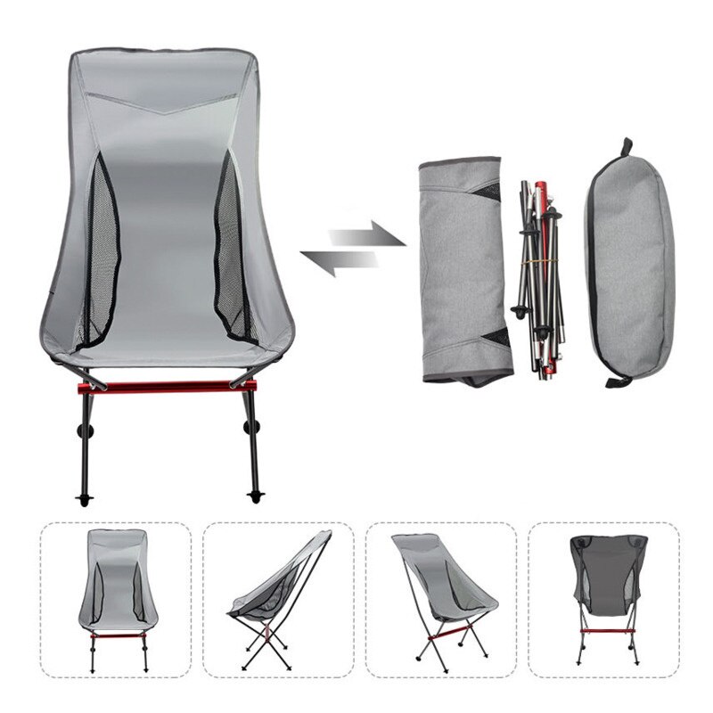 Ultralight Outdoor Folding Camping Chair 150KG Load Aluminiu Alloy Moon Chair For Fishing Picnic BBQ Beach Garden Yard Chair