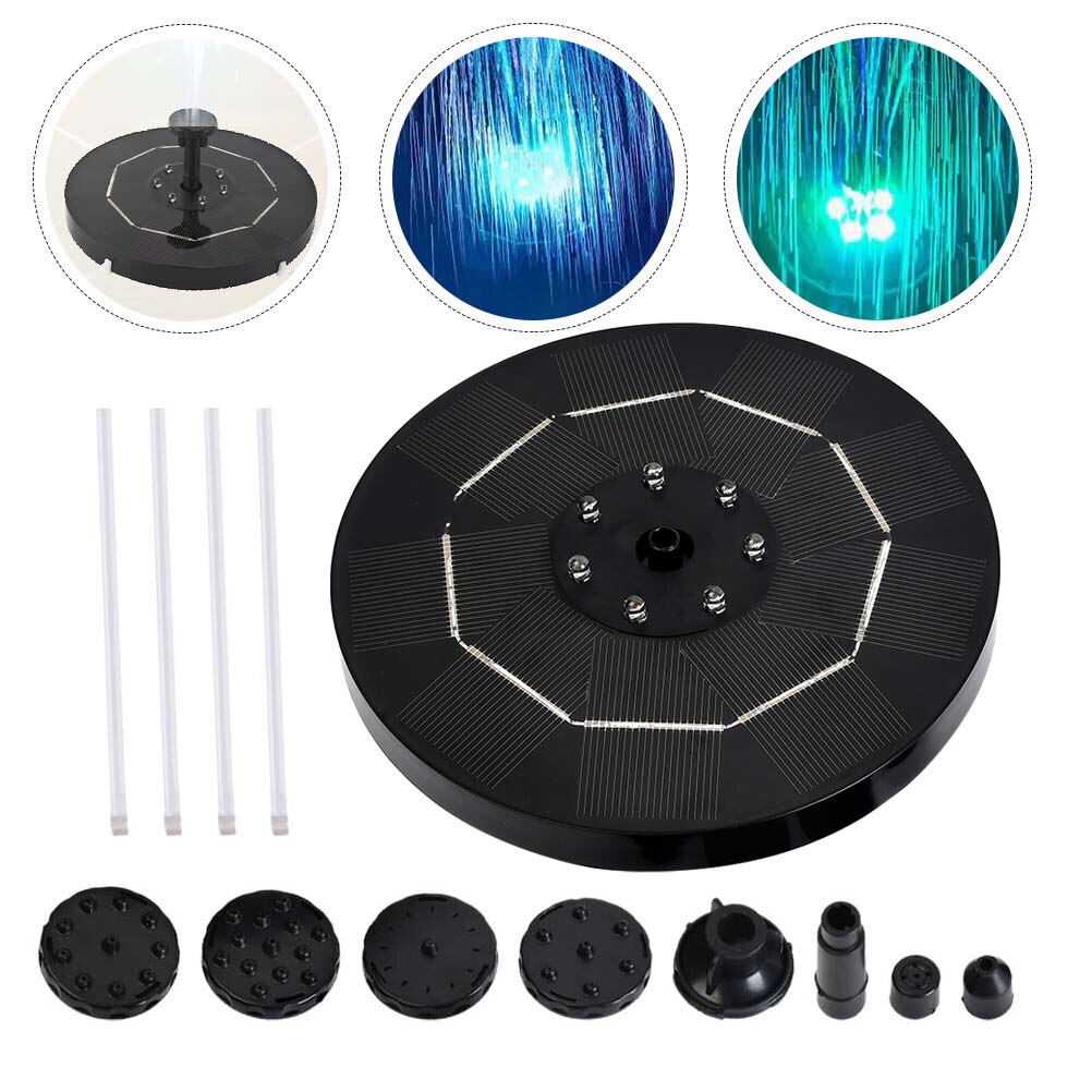 1 Set of Round Solar Fountain Solar Powered Water Pump Waterfall: 3.516X16cm