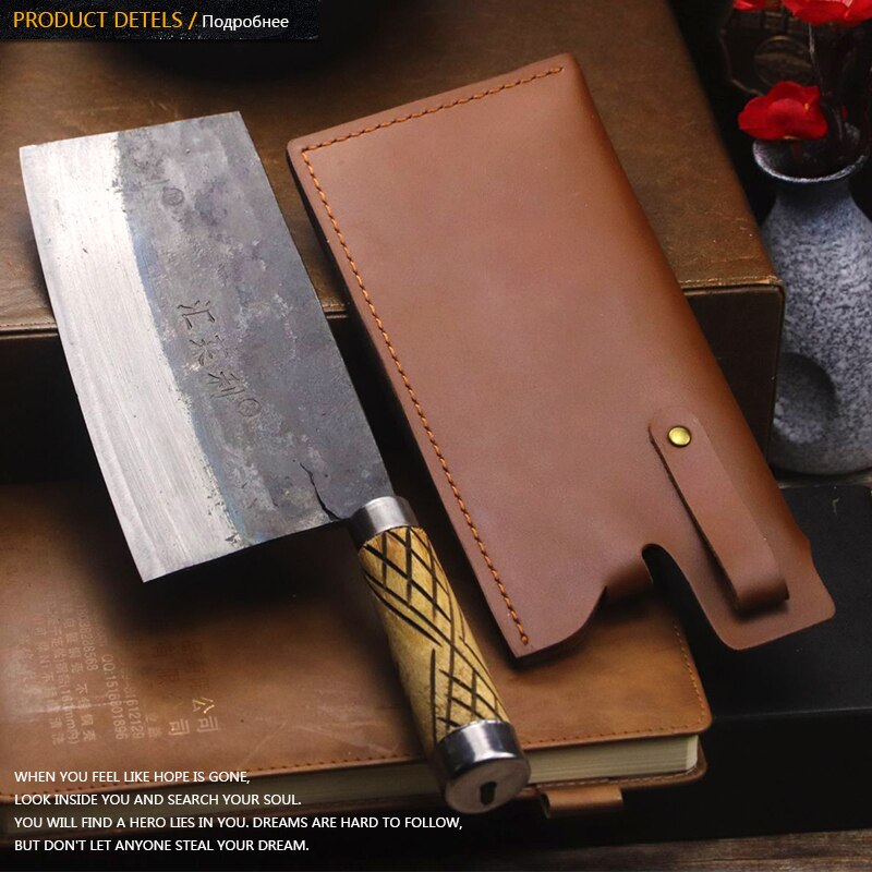 Old handmade kitchen bone knife traditional forging craft bone chopping meat cutting knife chef commercial knife