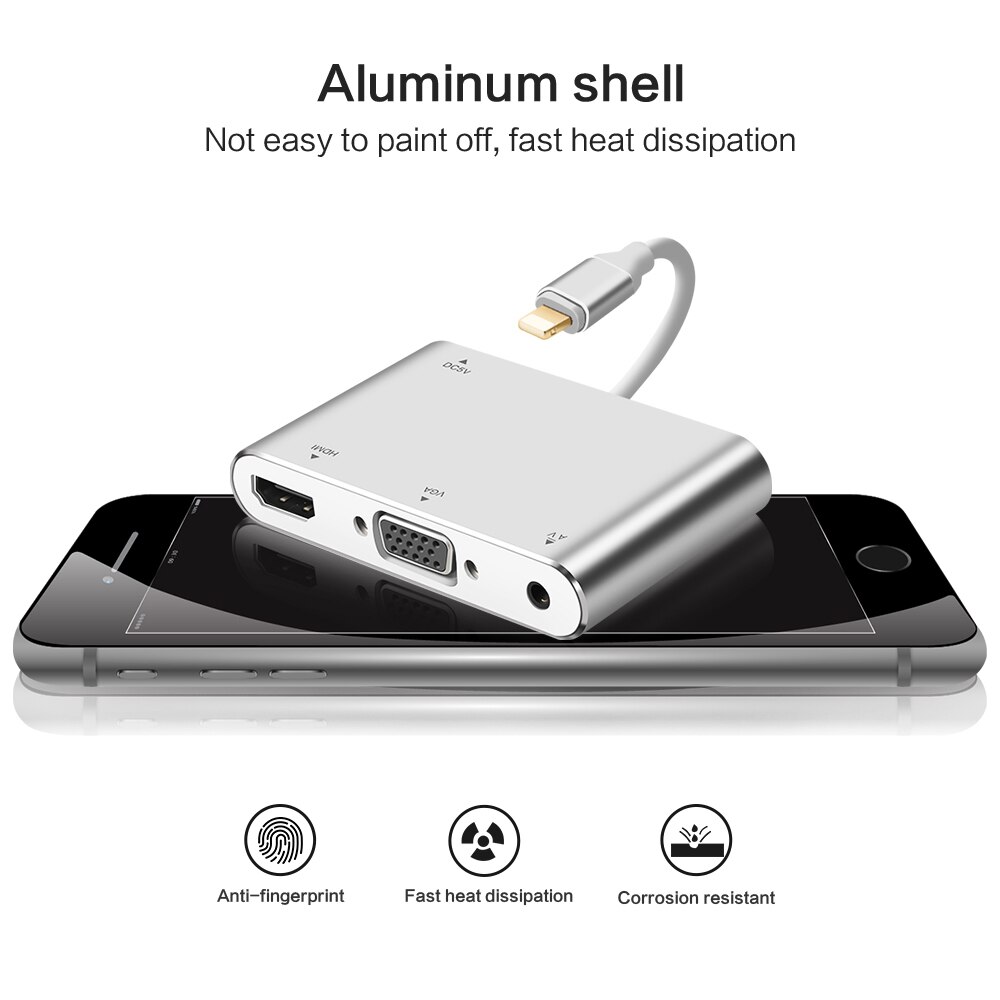 Lightning to HDMI VGA Digital AV TV Adapter Cable 1080P HDTV Audio Hub For iPhone 11 11Pro Max XR XS 8 SE 7 8 12 mini Max