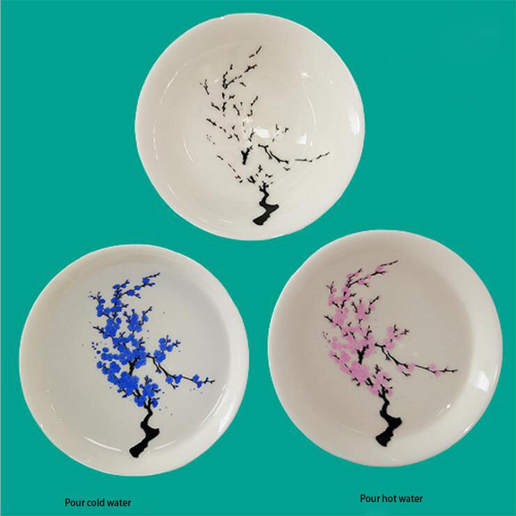 Japanese Magic Sakura Cup Cold Temperature Color Changing Flower display Sake Cup Ceramic Kung fu Tea Cup Tea Bowl: Hot and cold A