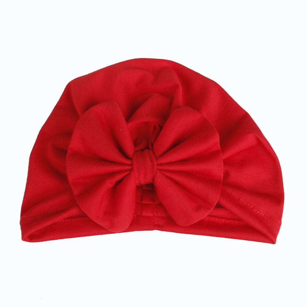 PUDCOCO Mädchen Jungen Baby Kind Bowknot Einfarbig Stretchy Turban Casual Hut Haar Kopf Wrap Kappe: Rot