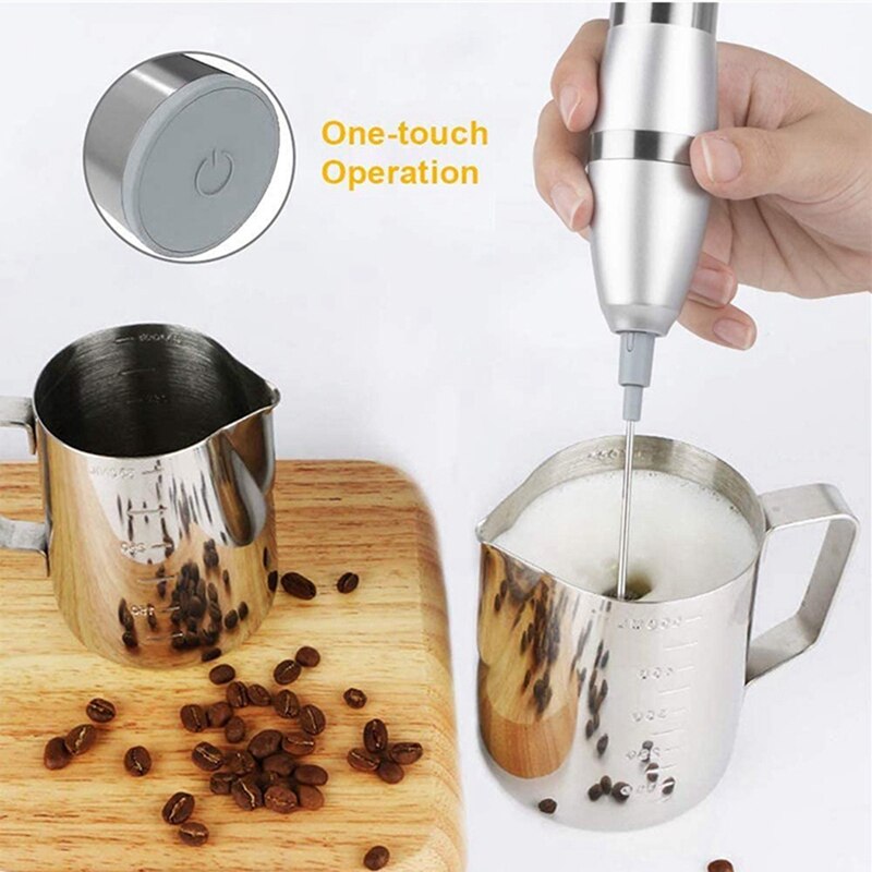 Electric Milk Frother Handheld - Battery Operated Coffee Frother Whisk - Latte Cappuccino Frother Wand - Milk Foam Maker