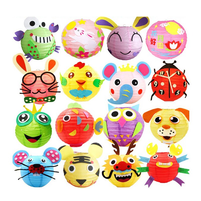 Mid-Autumn Festival Children's Portable Paper Lantern Kindergarten Non-woven DIY Handmade Luminous Toys Random Styles#8