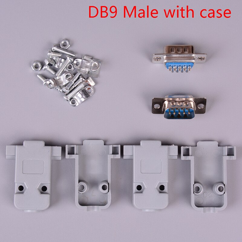 2 conectores de puerto serie RS232 DB9 conector de clavija de plástico con carcasa de Enchufe macho hembra 9 pines adaptador de enchufe COM: male