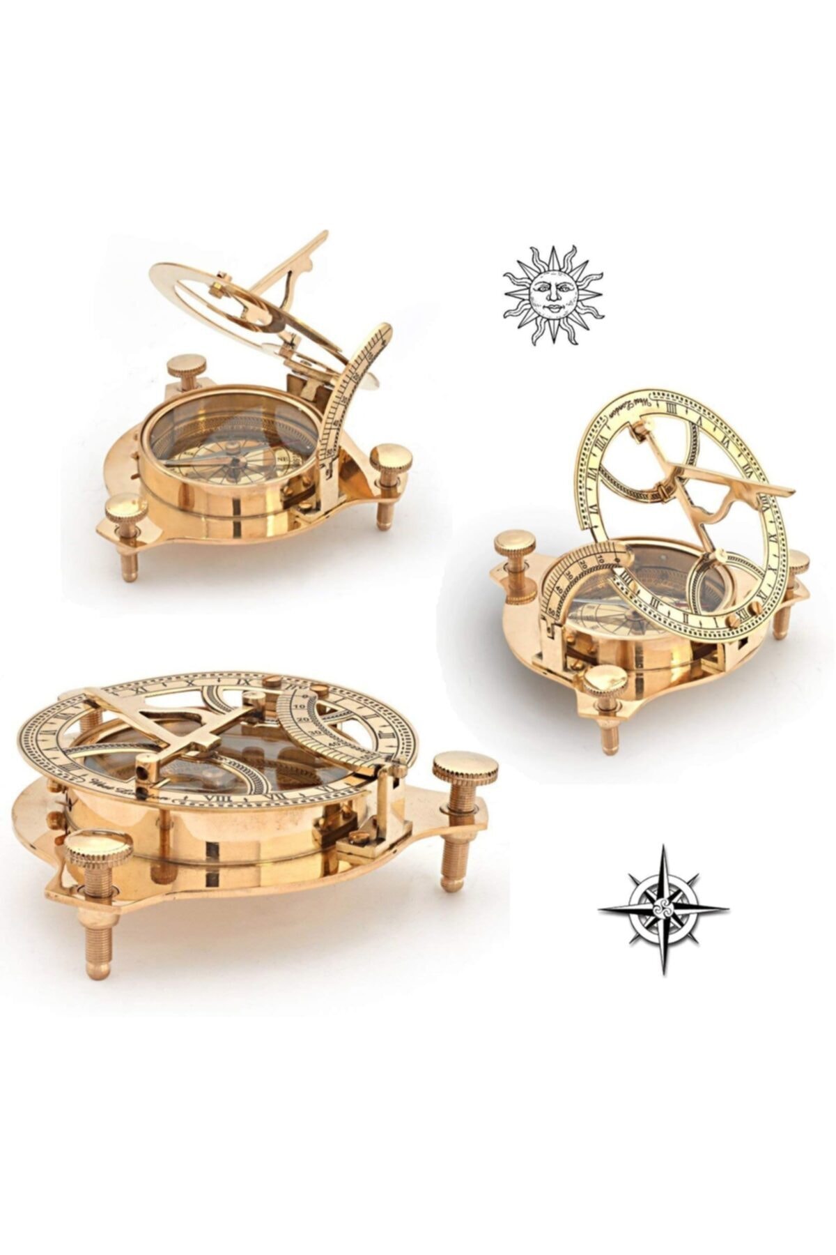 Compass with Sundial 12 cm Boat Large Size Sailor Brass Working Marine Anchor Navigation Sailor Seafarer