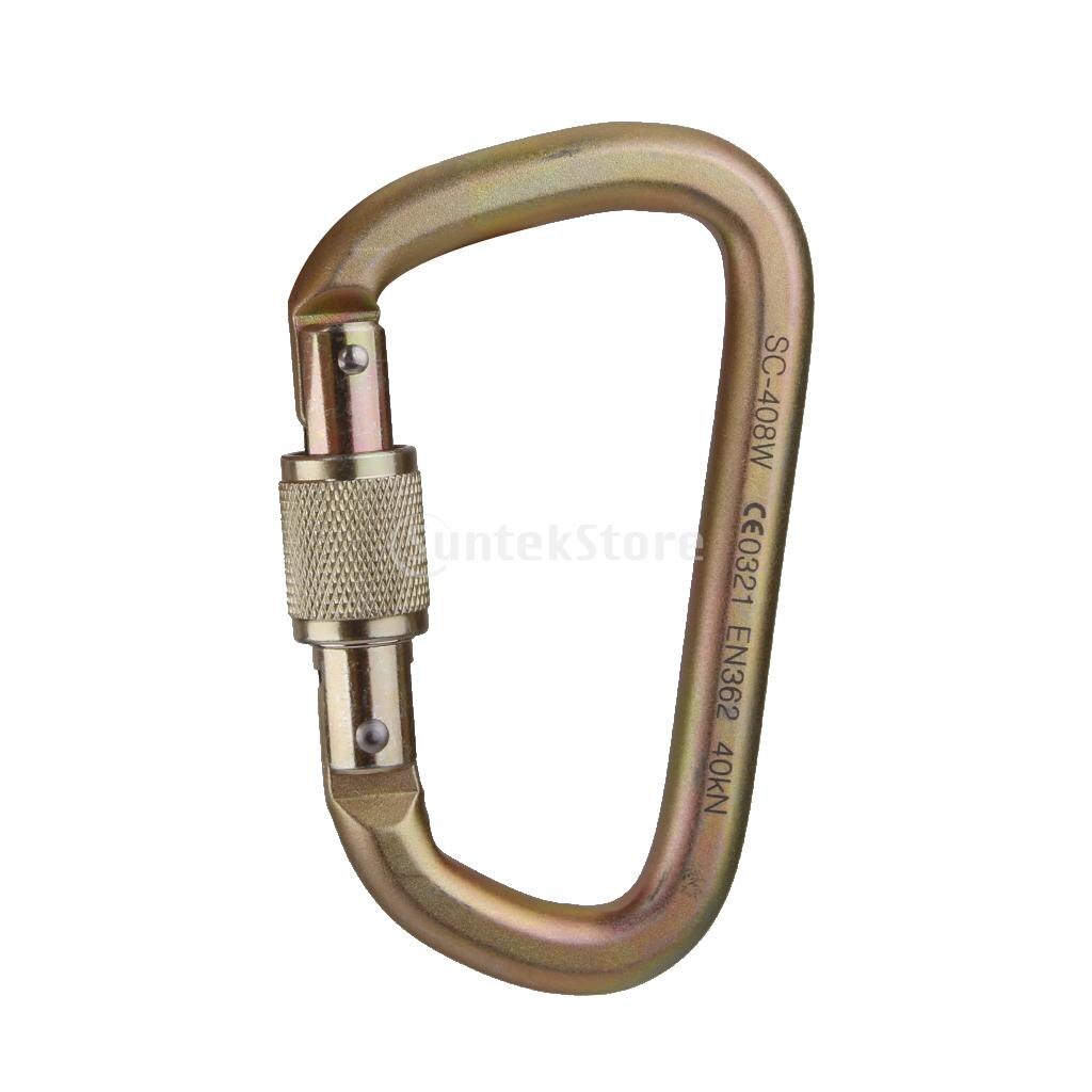 40KN Heavy Duty D-Shape Carabiner Screw Locking for Rock Climbing Moutaineering