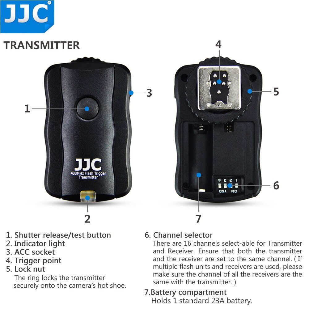 JJC-disparador de Flash inalámbrico, Control remoto para Canon, Nikon, Pentax, Fujifilm, luces de estudio Speedlight