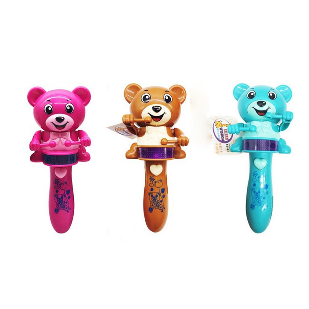 Lustige Elektrische Led Blinkt Musik Bär Trommel Nette Cartoon Tier-Stick Elektrische Spielzeug Bildung für Kinder Musical Instrument Spielzeug
