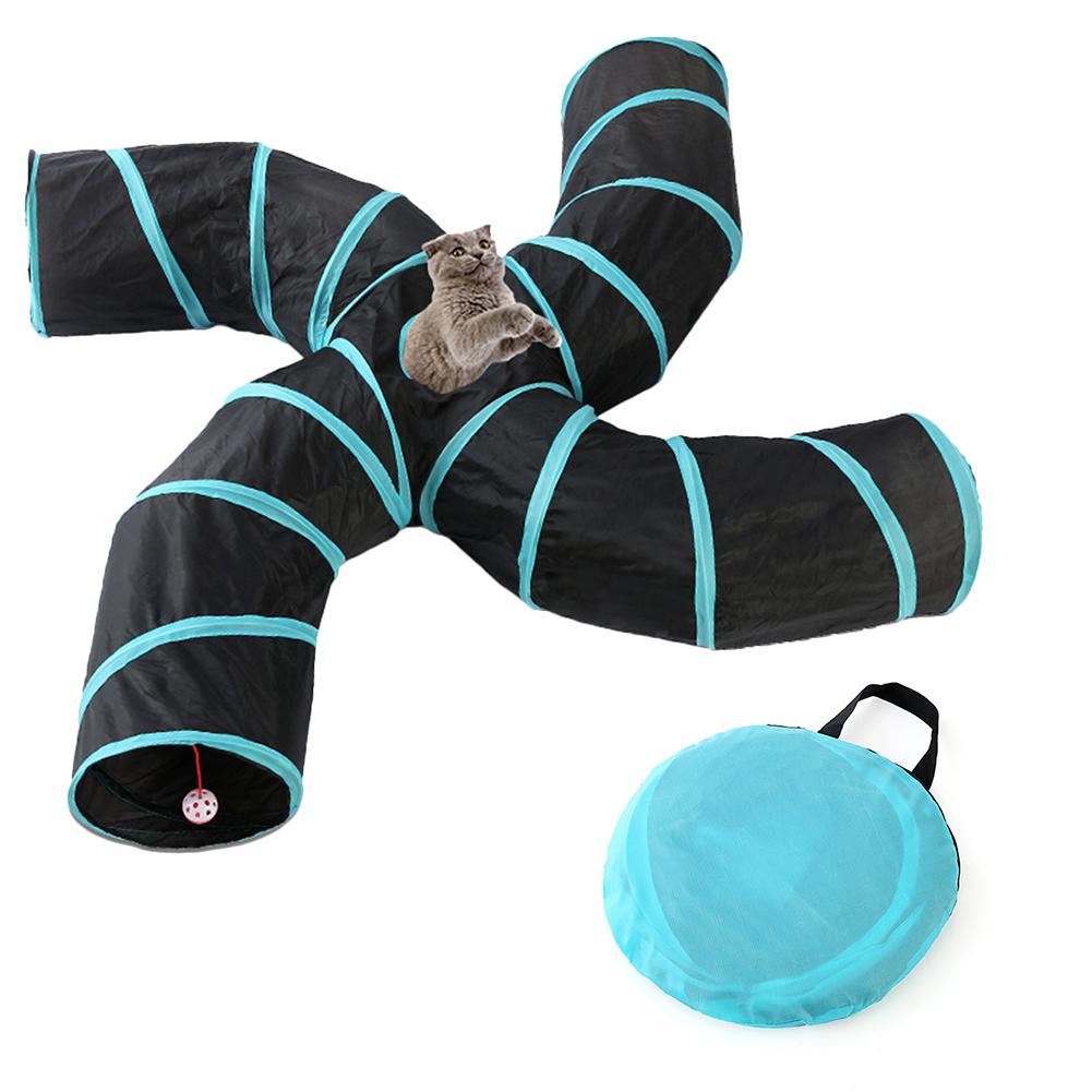 Pet Cat Toy Pet Collapsible Pet Tunnel Toys S-type Four-channel Cat Tent Play Tunnel Support