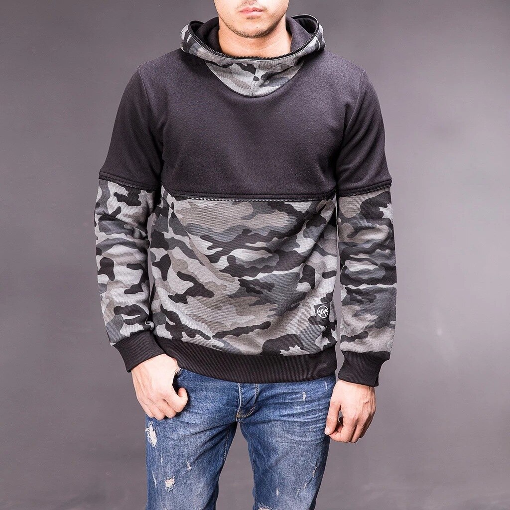 Fritids camouflage løse hættetrøjer mænd størrelse 3xl termel varm polyester tøj