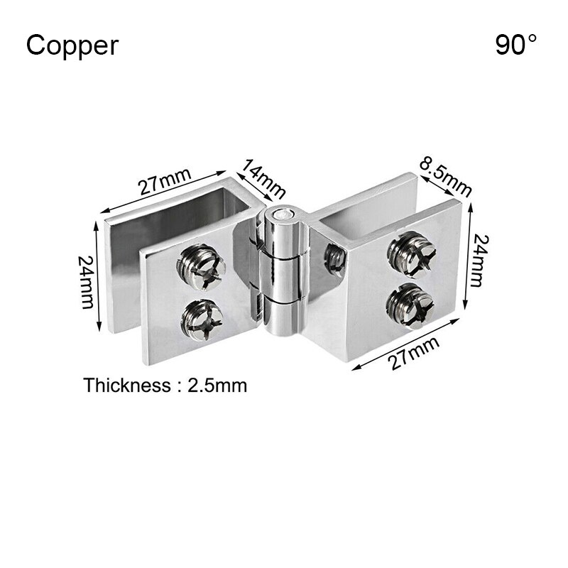 2 Pcs Glass Door Hinge Cupboard Showcase Cabinet Hinge Durable Glass Clamp Home JAN88