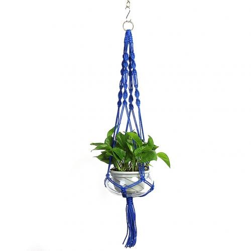 Plant Hangers Kleur Bloempot Hand-Geweven Netto Zak Opknoping Houder Home Decor: Blauw