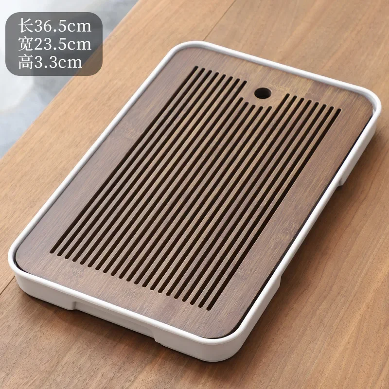 Portable Bamboo Tea Tray Kung Fu Tea Set Tray Grid Disk Household Drainage Storage Tea Tray Quick Drainage Dry and Wet Dual Use: Chocolate