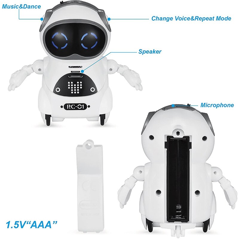 Mini RC Pocket Robot for Kids with Interactive Dialogue Conversation, Voice Recognition, Chat Record, Singing& Dancing