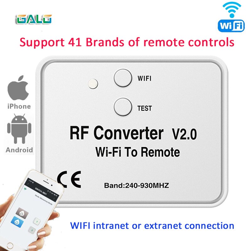 Universal Wifi Switch 240~930mhz remote control bridge WIFI to remote RF converter for garage gate opener