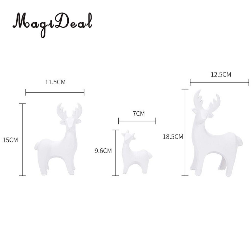 MagiDeal White Ceramic Deer Reindeer Set Figurines Statue Ornament Handcraft Art Collection for Home Decor Christmas