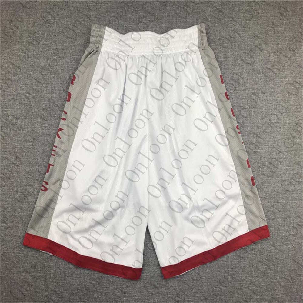 Mens American Basketball Breve Houston Ricamo Shorts Sport Pantalones Cortos Hombre breve cestino: WHITE / S