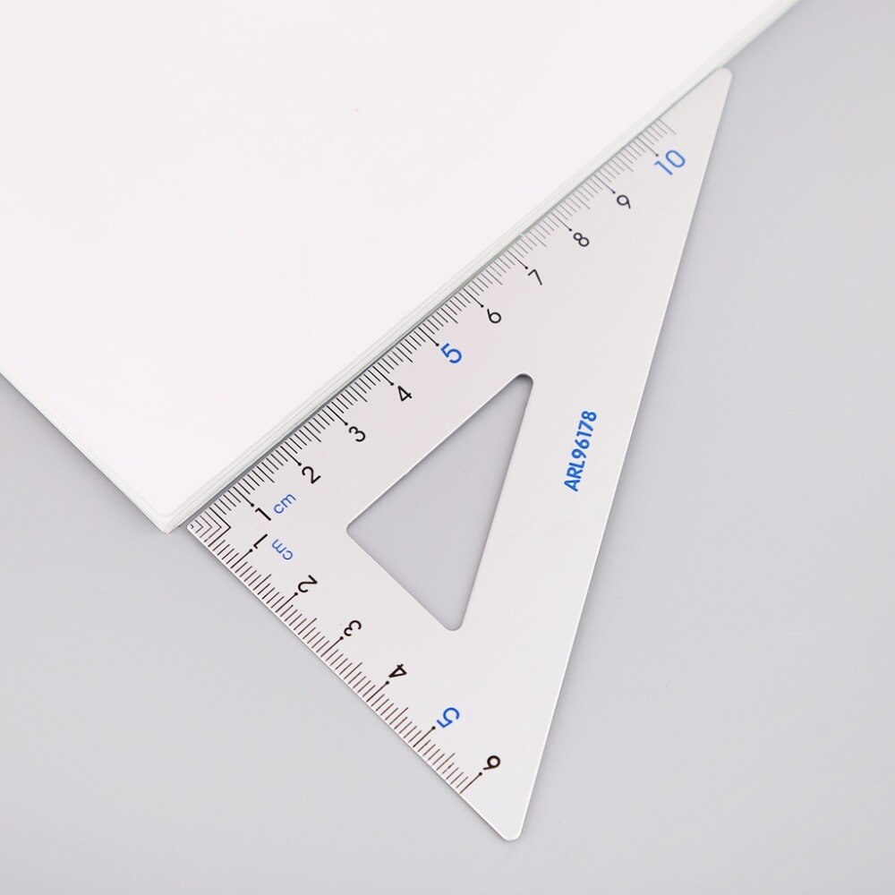 4Pcs Drawing School Supplies Set Square Triangle Ruler Aluminum Alloy Protractor