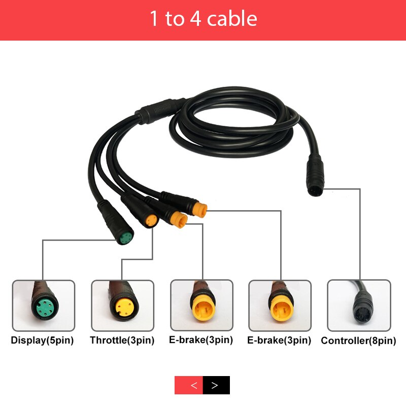 KT – écran LCD3 LCD8H LED880 Kuteng pour vélo électrique, 24V/36V/48V/72V, accessoires pour Kit: 1 to 4 Cable