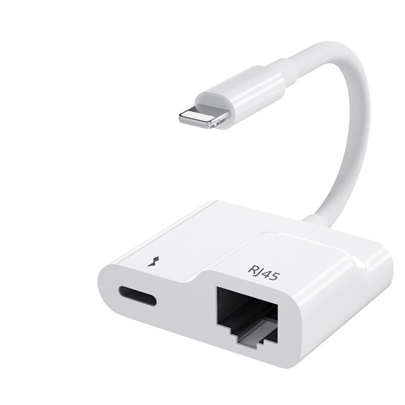 Adaptateur Lightning vers Ethernet RJ45, iPad toUSB/HDMI avec Port de charge, ipad vers Ethernet prend en charge le système Internet/POS 100mbps pour iphone: RJ45 2 IN 1
