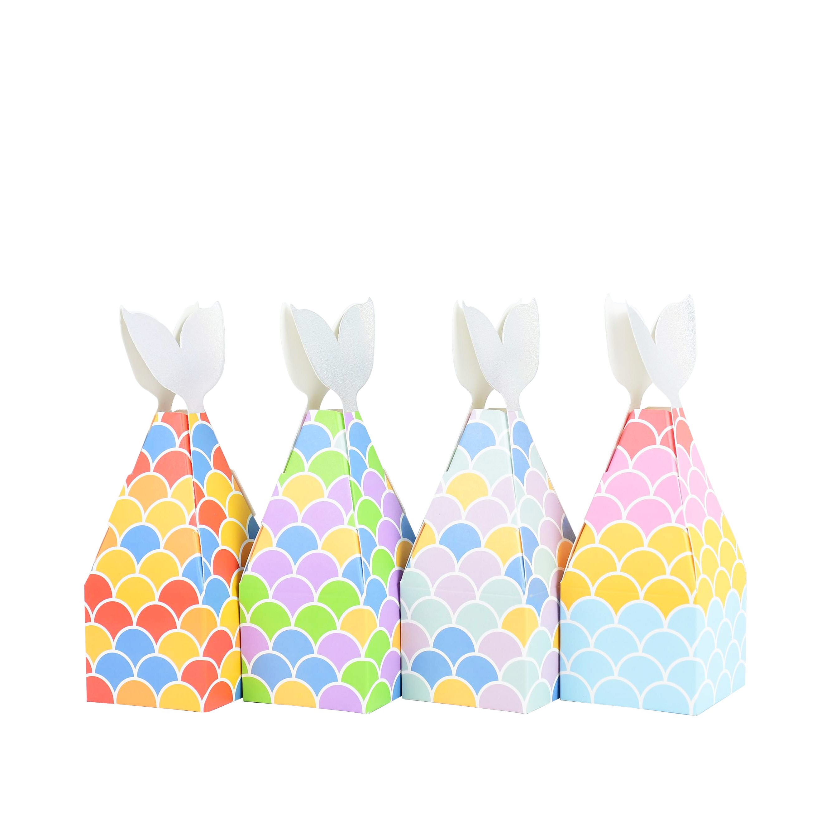 Boîtes en papier queue de sirène licorne 10 pièces/ensemble, boîtes à biscuits bonbons Popcorn, fournitures de décoration pour fête d&#39;anniversaire mariage enfants
