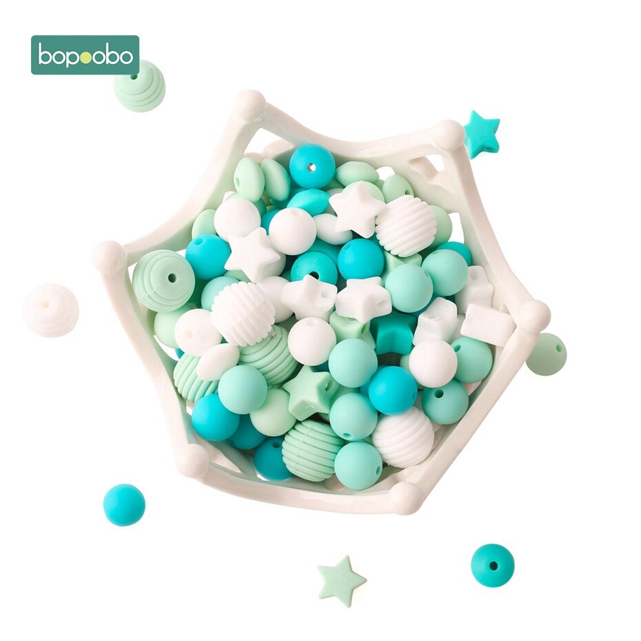 Bopoobo-accessoire de dentition en Silicone | Perles pour bébé, sans BPA, jouet mordre, bonne , bricolage, fabrication de collier, 100 pièces