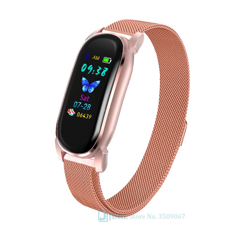 Temperatura Intelligente Banda Delle Donne Degli Uomini Braccialetto Intelligente Inseguitore di Fitness Per Android IOS Smartband Top di Lusso Intelligente Wristband della Fascia di Polso: steel gold