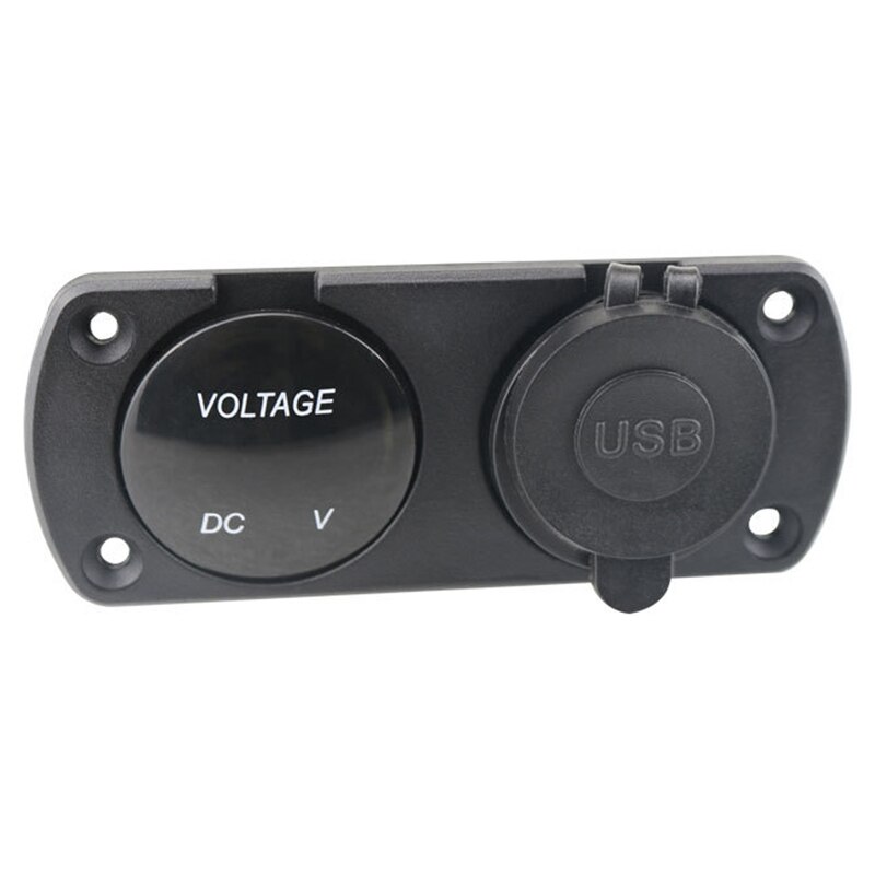 12v-24v dobbel usb-lader + led voltmeter bil usb-uttak bil hurtiglader for motorsykkel bil marine panel modifikasjon