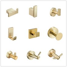 Stainless Steel Brushed Gold Robe Hook Wall Mounted Towel Hook Clothes Hook Bathroom Kitchen Door Hook Hardware