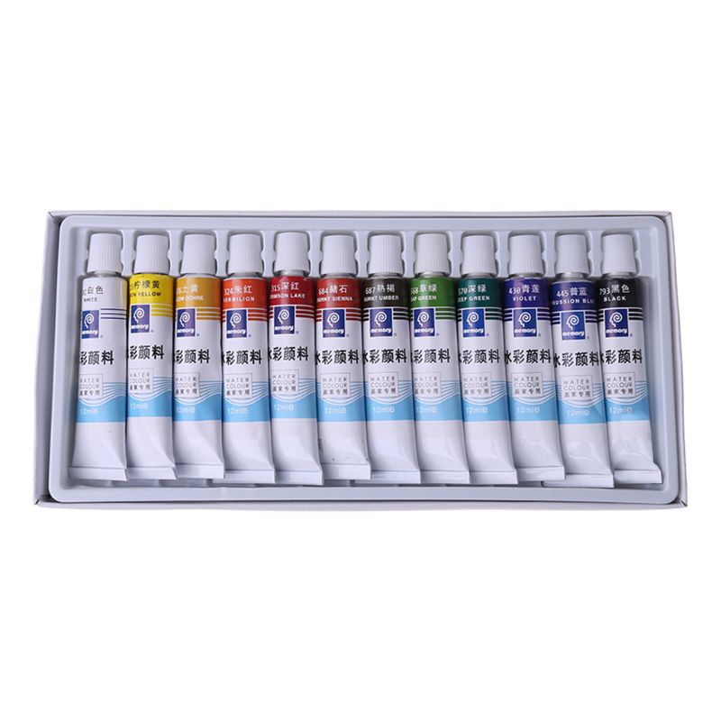 12Ml 12/24 Kleuren Professionele Verf Buizen Tekening Schilderij Aquarel Pigment Set Kunstenaar Art Supplies