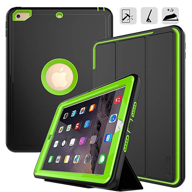 Smart etui til ipad 9.7 ipad air 2 etui cover ipad ipad 6th generation ipad 5th generation til ipad  a1822 a1893: Sort og grøn