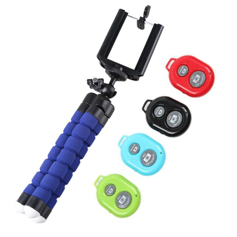 Digital kamera mini flexibel stativ monopod + telefonklämma med 1/4 skruvar för iphone 6 5 4 4s alla mobiltelefoner