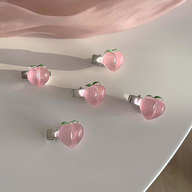 Épingle à cheveux rose douce pour fille, série mignonne, nœud, pêche, camélia, cœur, bord, accessoires pour cheveux, coiffure: GRIS
