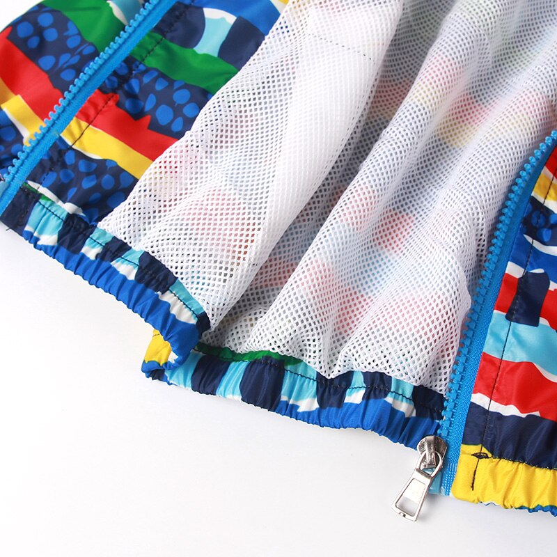 summer children hooded clothing rainbow striped print boys & girls jackets 1Y 3Y 3Y thin casual outerwear girls