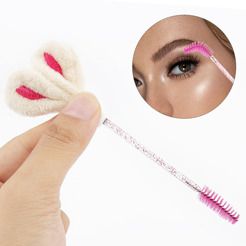5 Pcs Rabbit Ears Decoration Tube Eyelash Brush Eyebrow Comb Clear Mascara Wands Micro Brush Makeup Tool Lash Extension Supplies