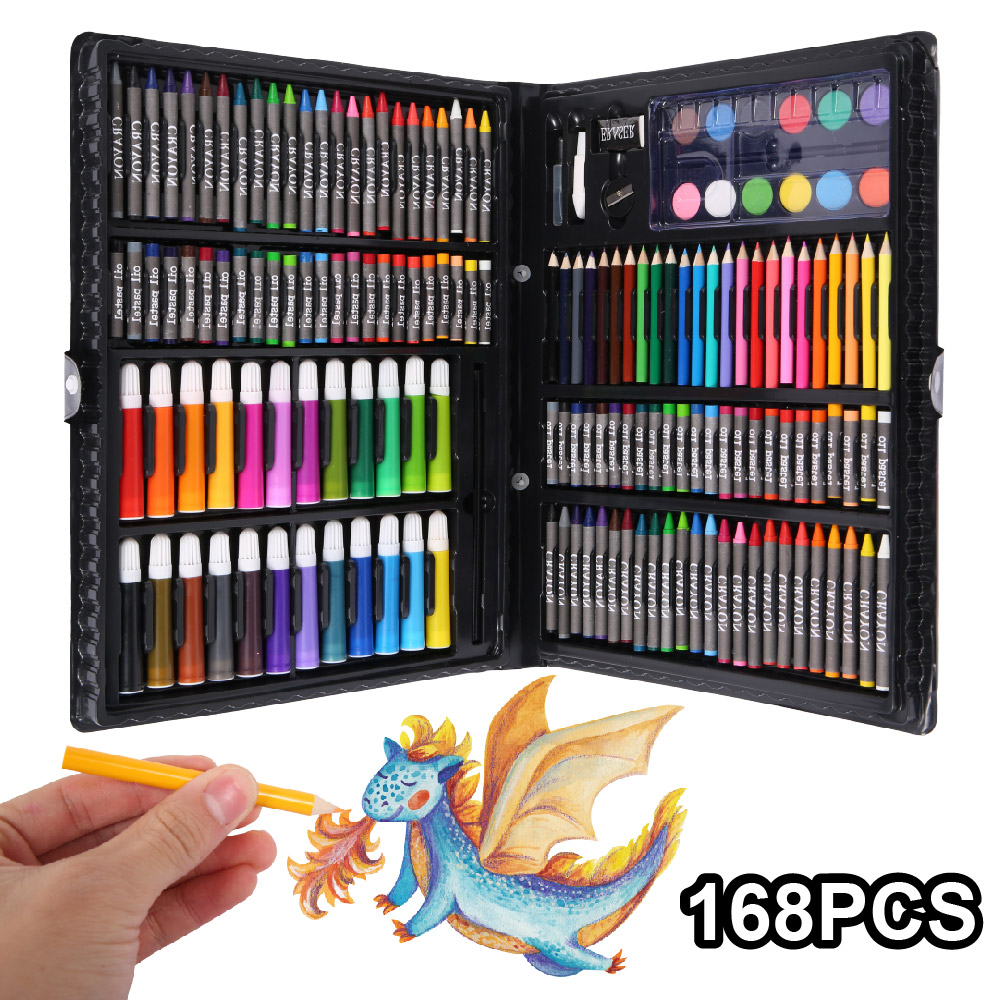 168 Pcs Kids Art Set Kinderen Tekening Set Water Kleur Pen Krijt Oliepastel Schilderij Tekening Tool Kunst Levert Briefpapier set
