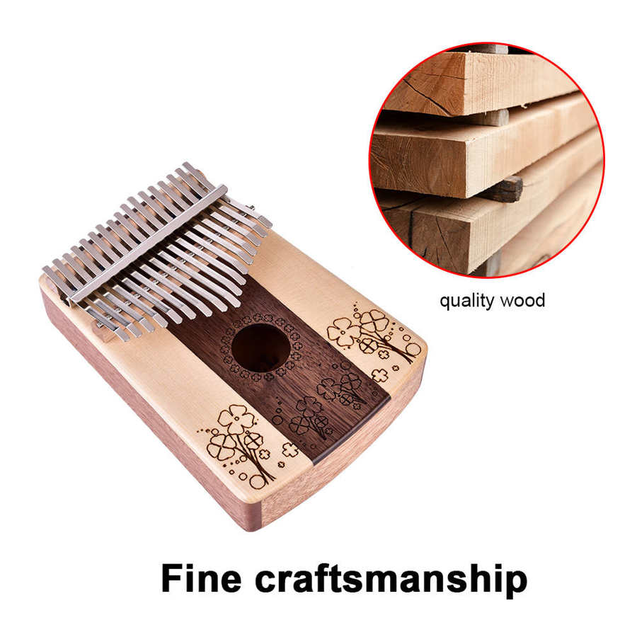 Teclado de palisandro de abeto de 17 teclas, Kalimba Mbira africana, juego de bolsillo de Piano de pulgar
