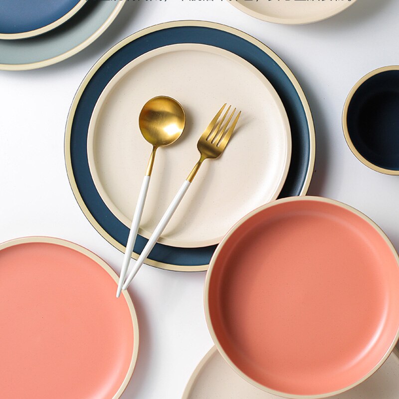 Japanese Ceramic Food Cute Plate Set Birthday Kitchen Dinner Sauce Plates Breakfast Serving Dessert Assiette Tableware OA50PS