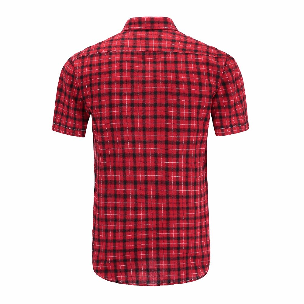 JeeToo – chemises à carreaux en coton pour hommes, , décontracté, Slim Fit, chemise à manches courtes, col rabattu, simple boutonnage, , été
