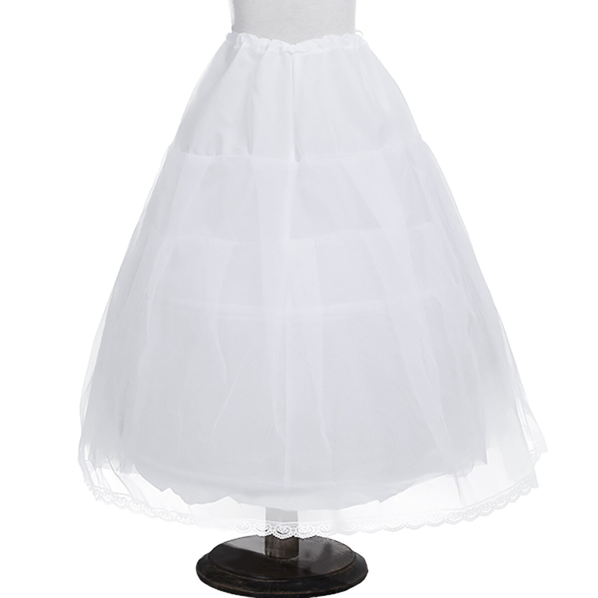 Vestido de princesa branco de crinolina para crianças, saia abajur com renda de crinolina para casamento e meninas