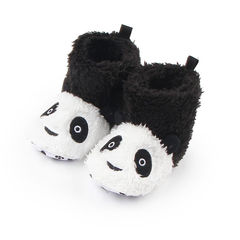 Patpat Winter Baby/Peuter Dier Panda Patroon Colorblock Fleece-Voering Fluwelen Prewalker Schoenen Baby Schoenen: Black / Toddler US 3.5